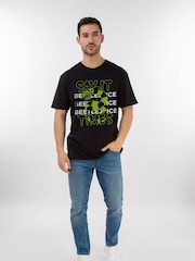 Brands In Black Men Beetlejuice Say It Three Times 100% Cotton T-Shirt - Image 1 of 3