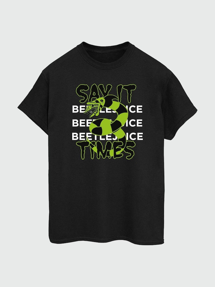 Brands In Black Men Beetlejuice Say It Three Times 100% Cotton T-Shirt - Image 2 of 3