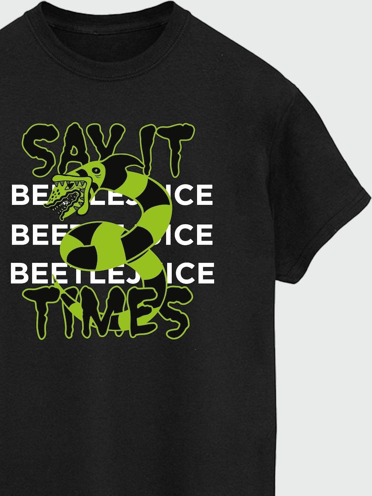 Brands In Black Men Beetlejuice Say It Three Times 100% Cotton T-Shirt - Image 3 of 3