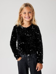 Name It Black Long Sleeve Sequin Bow Cardigan - Image 1 of 5