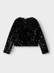 Name It Black Long Sleeve Sequin Bow Cardigan - Image 3 of 5