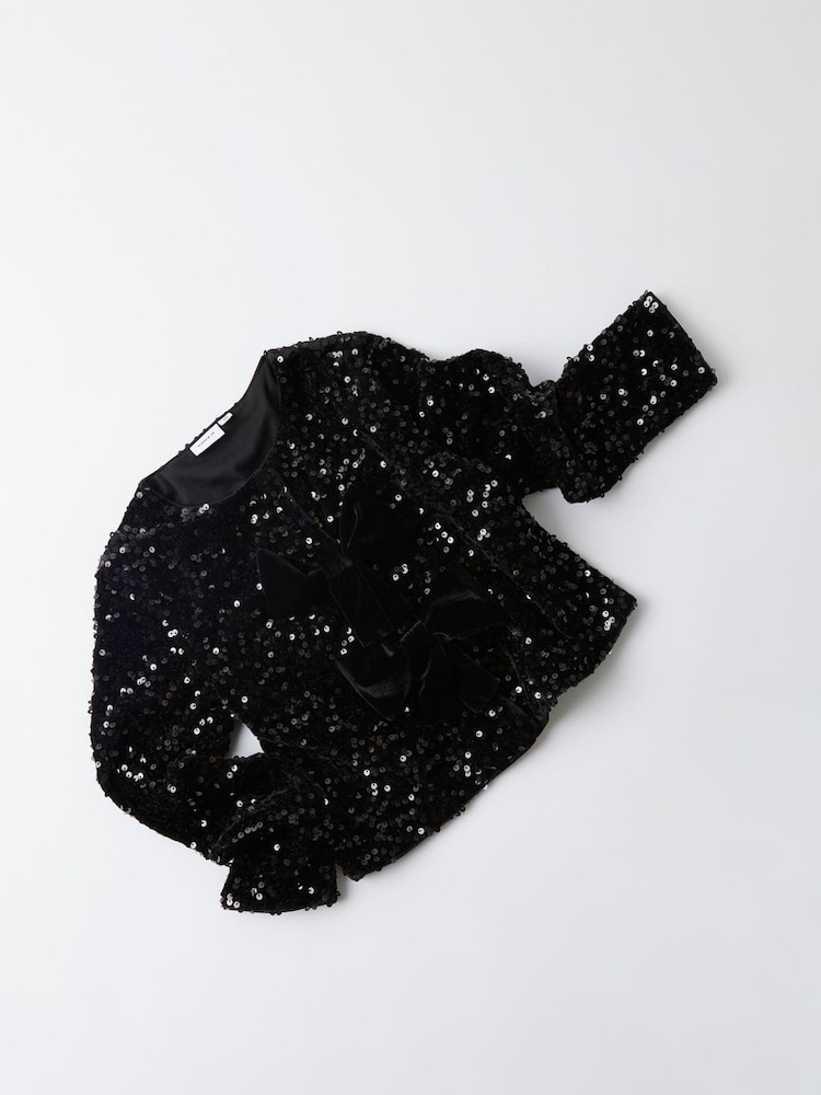 Name It Black Long Sleeve Sequin Bow Cardigan - Image 5 of 5