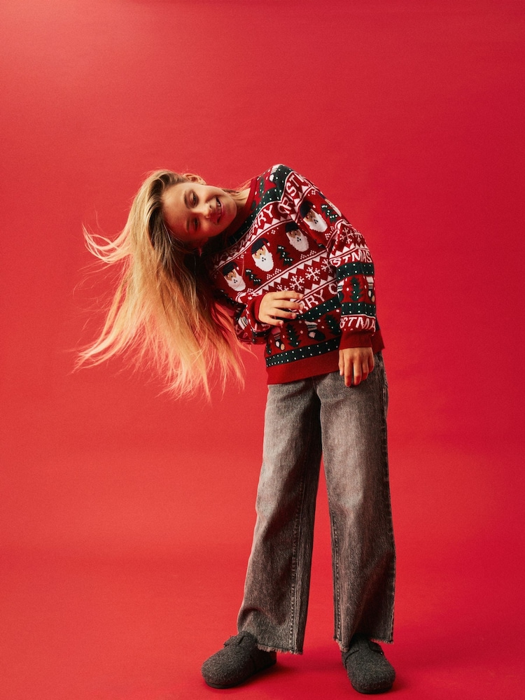 Name It Red Christmas Novelty Knitted Jumper - Image 1 of 5