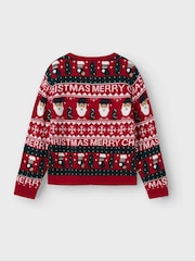 Name It Red Christmas Novelty Knitted Jumper - Image 4 of 5