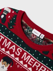 Name It Red Christmas Novelty Knitted Jumper - Image 5 of 5