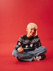 Name It Blue Christmas Novelty Knitted Jumper - Image 2 of 5
