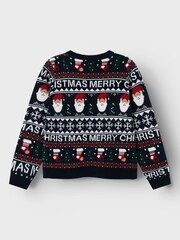 Name It Blue Christmas Novelty Knitted Jumper - Image 4 of 5
