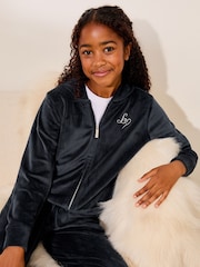 Lipsy Navy Blue Super Soft Velour Zip Up Hoodie (5-16yrs) - Image 1 of 4