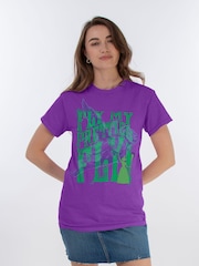 Brands In Purple Women Boyfriend Fit Wizard of Oz Fly 100% Cotton T-Shirt - Image 1 of 3