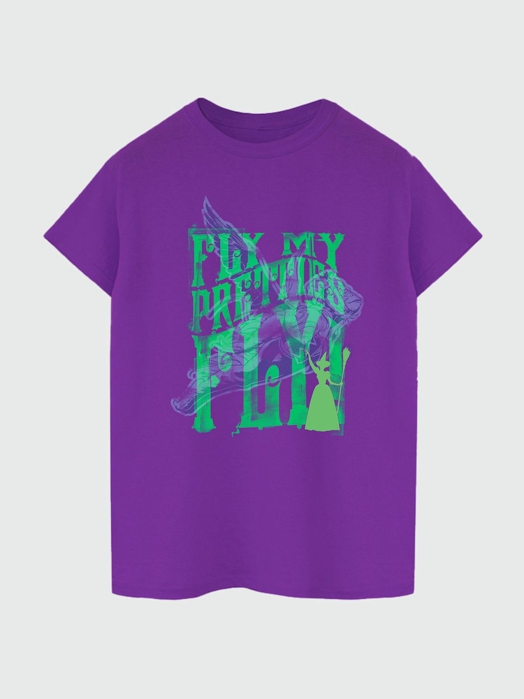 Brands In Purple Women Boyfriend Fit Wizard of Oz Fly 100% Cotton T-Shirt - Image 2 of 3