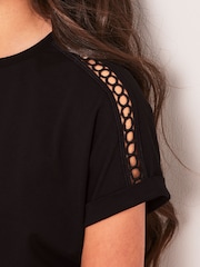 Lipsy Black/White Shoulder Trim 100% Cotton Tops 2 Pack (5-16yrs) - Image 5 of 8
