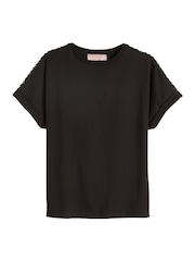 Lipsy Black/White Shoulder Trim 100% Cotton Tops 2 Pack (5-16yrs) - Image 7 of 8
