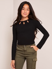 Top cu mânecă lungă Lipsy Eyelet (5-16ani) - Image 1 of 1