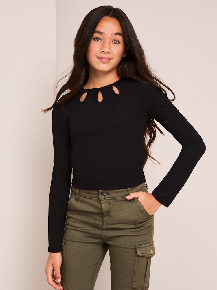 Top cu mânecă lungă Lipsy Eyelet (5-16ani) - Image 1 of 1