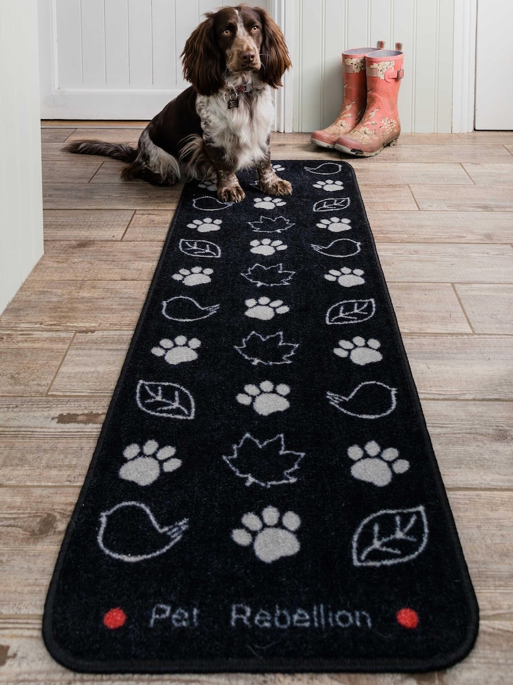 Pet Rebellion Black Dog Runner Absorbent Machine Washble Pet Barrie Rug - Image 1 of 1