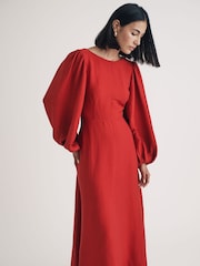 Nobodys Child Red Bow Back Zola Midaxi Dress - Image 3 of 4
