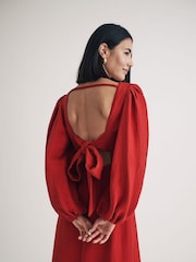 Nobodys Child Red Bow Back Zola Midaxi Dress - Image 4 of 4