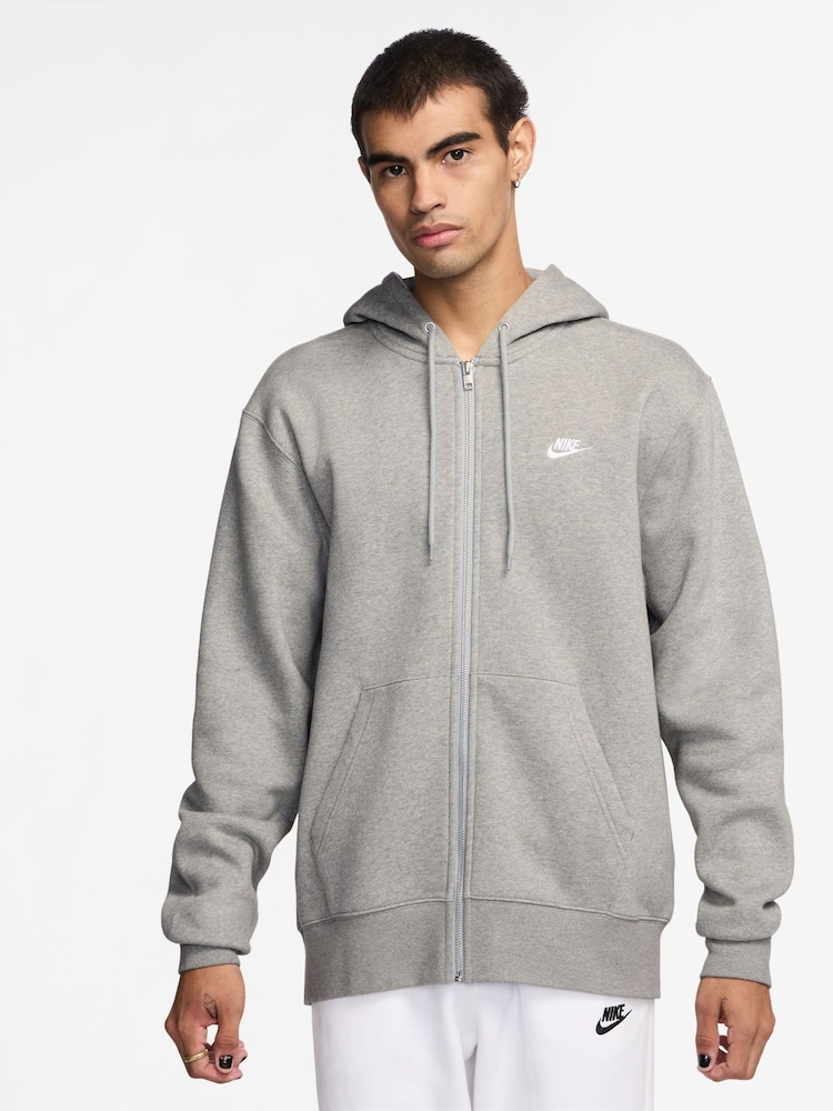 Nike Dark Grey Heather Club Full Zip Hoodie - Image 1 of 3