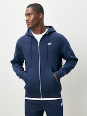 Nike Obsidian Navy Club Full Zip Hoodie - Image 1 of 4