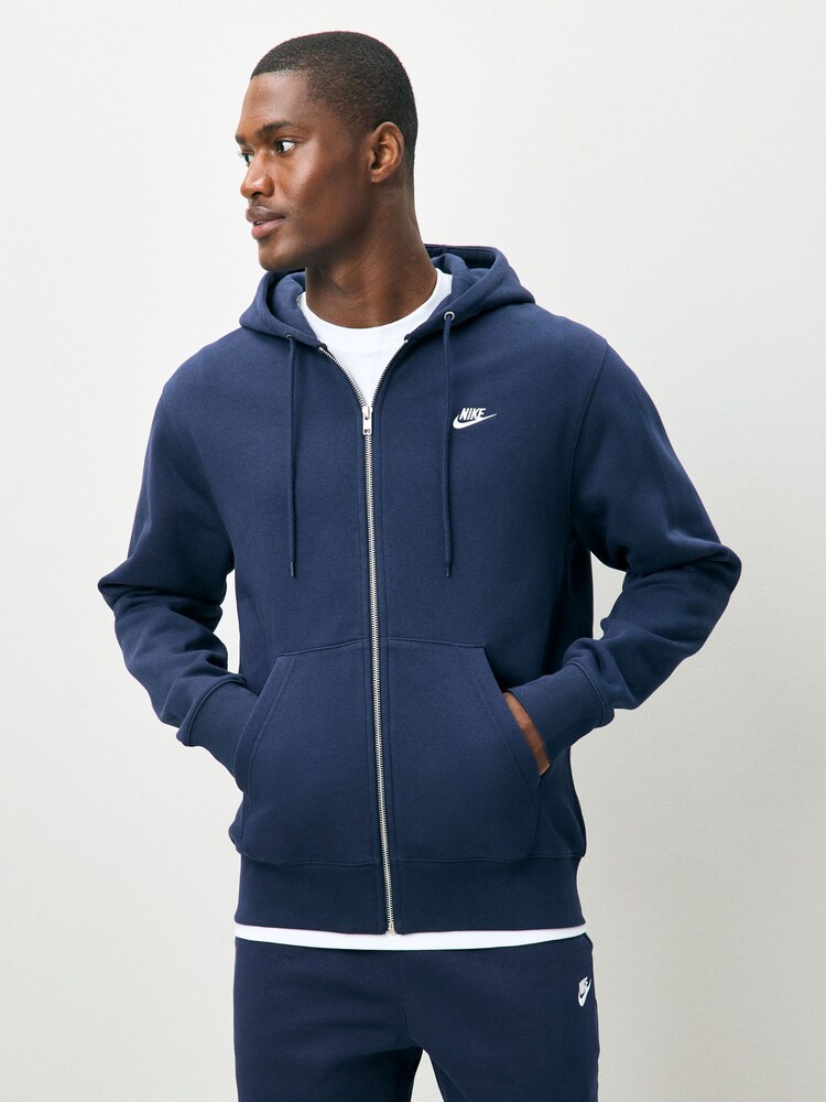 Nike Obsidian Navy Club Full Zip Hoodie - Image 1 of 4