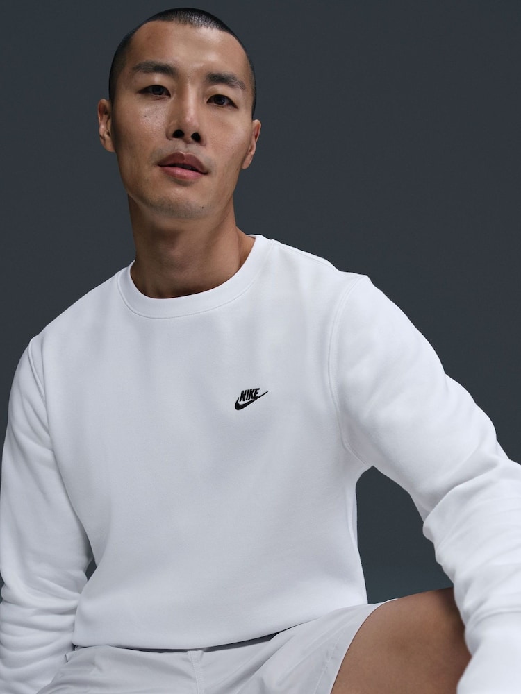 Nike White Club Crew Sweatshirt - Image 3 of 3