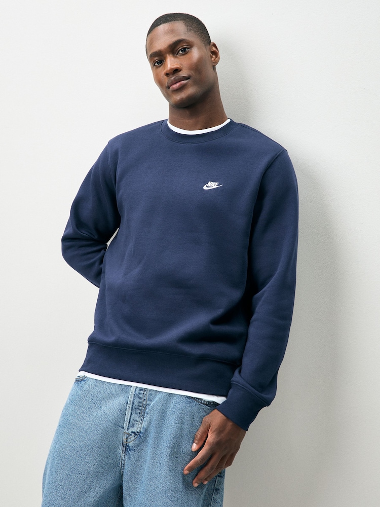 Nike Obsidian Navy Club Crew Sweatshirt - Image 1 of 4 Nike Obsidian Navy Club Crew Sweatshirt - Image 1 of 4
