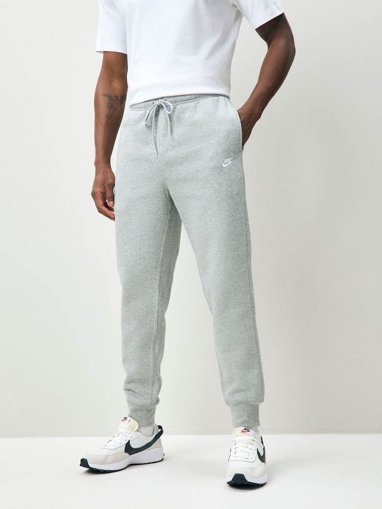 Nike Light Grey Marl Club Fleece Joggers - Image 1 of 4 Nike Light Grey Marl Club Fleece Joggers - Image 1 of 4