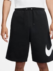 Nike Black Club Fleece Graphic Print Shorts - Image 1 of 4
