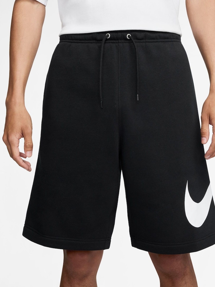 Nike Black Club Fleece Graphic Print Shorts - Image 1 of 4