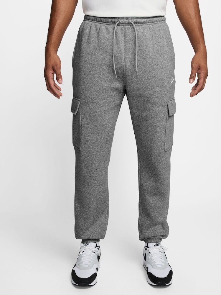 Nike Dark Grey Heather Club Fleece Cargo Joggers - Image 2 of 3 Nike Dark Grey Heather Club Fleece Cargo Joggers - Image 2 of 3