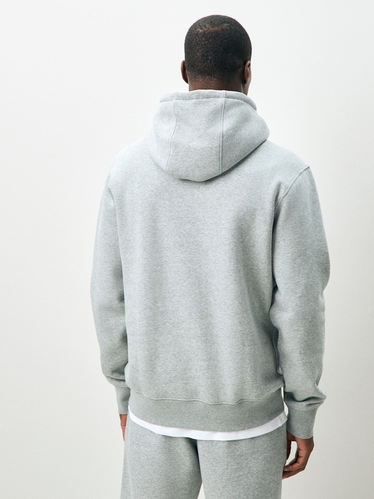 Nike Light Grey Marl Club Pull Over Hoodie - Image 2 of 4 Nike Light Grey Marl Club Pull Over Hoodie - Image 2 of 4