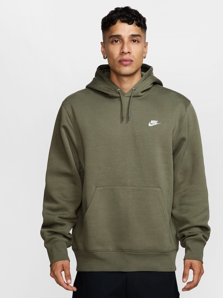 Nike Olive Green Club Pullover Hoodie - Image 1 of 3