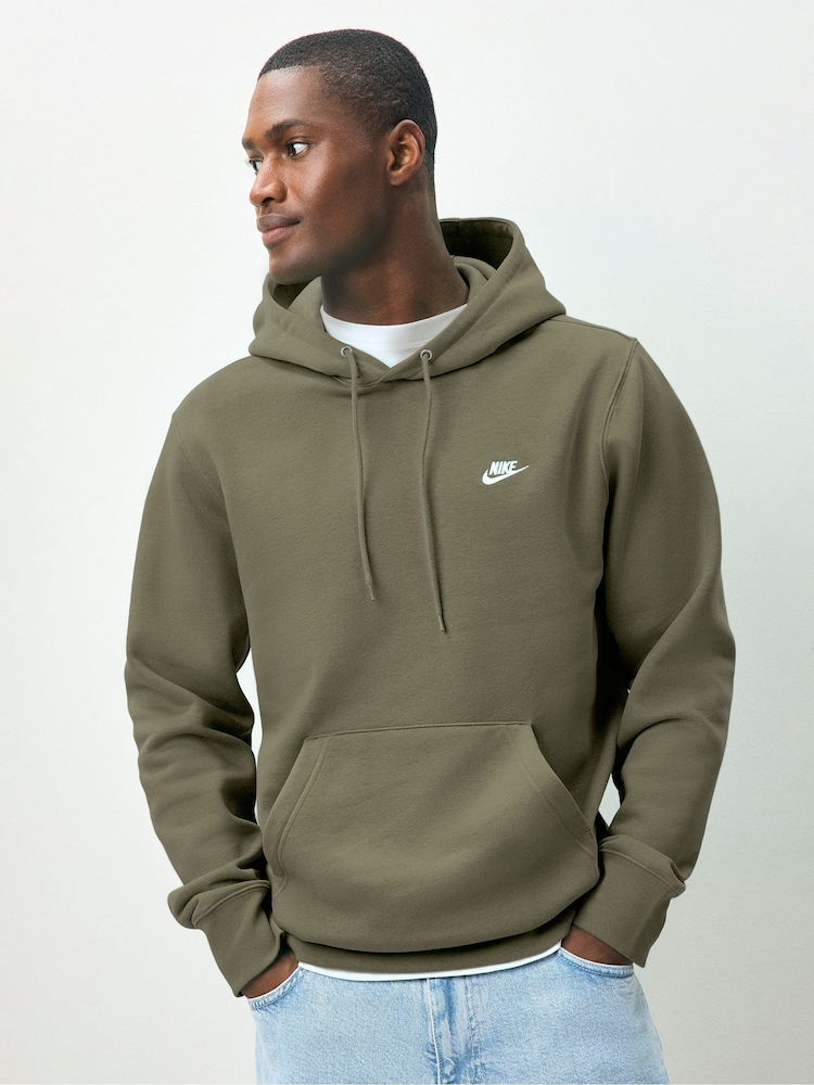Nike Olive Green Club Pull Over Hoodie - Image 1 of 3 Nike Olive Green Club Pull Over Hoodie - Image 1 of 3