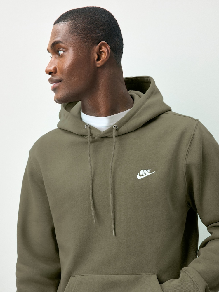 Nike Olive Green Club Pull Over Hoodie - Image 2 of 3 Nike Olive Green Club Pull Over Hoodie - Image 2 of 3