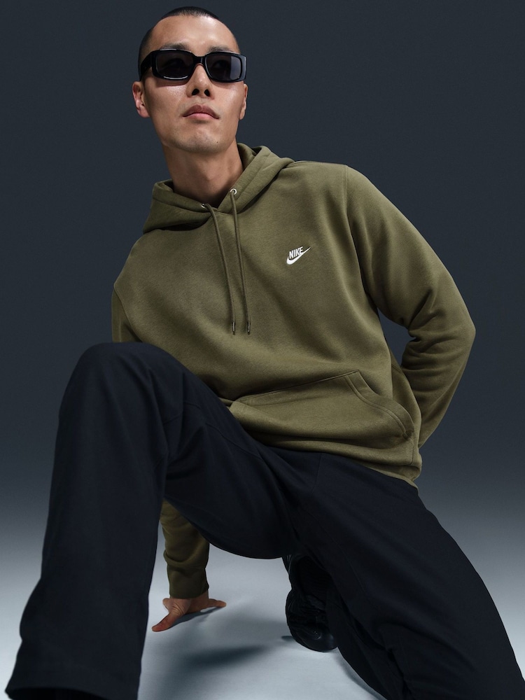Nike Olive Green Club Pull Over Hoodie - Image 5 of 5