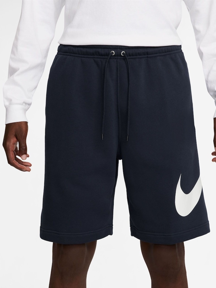 Nike Obsidian Navy Club Fleece Graphic Print Shorts - Image 1 of 4
