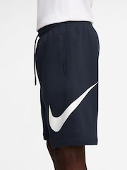 Nike Obsidian Navy Club Fleece Graphic Print Shorts - Image 3 of 4