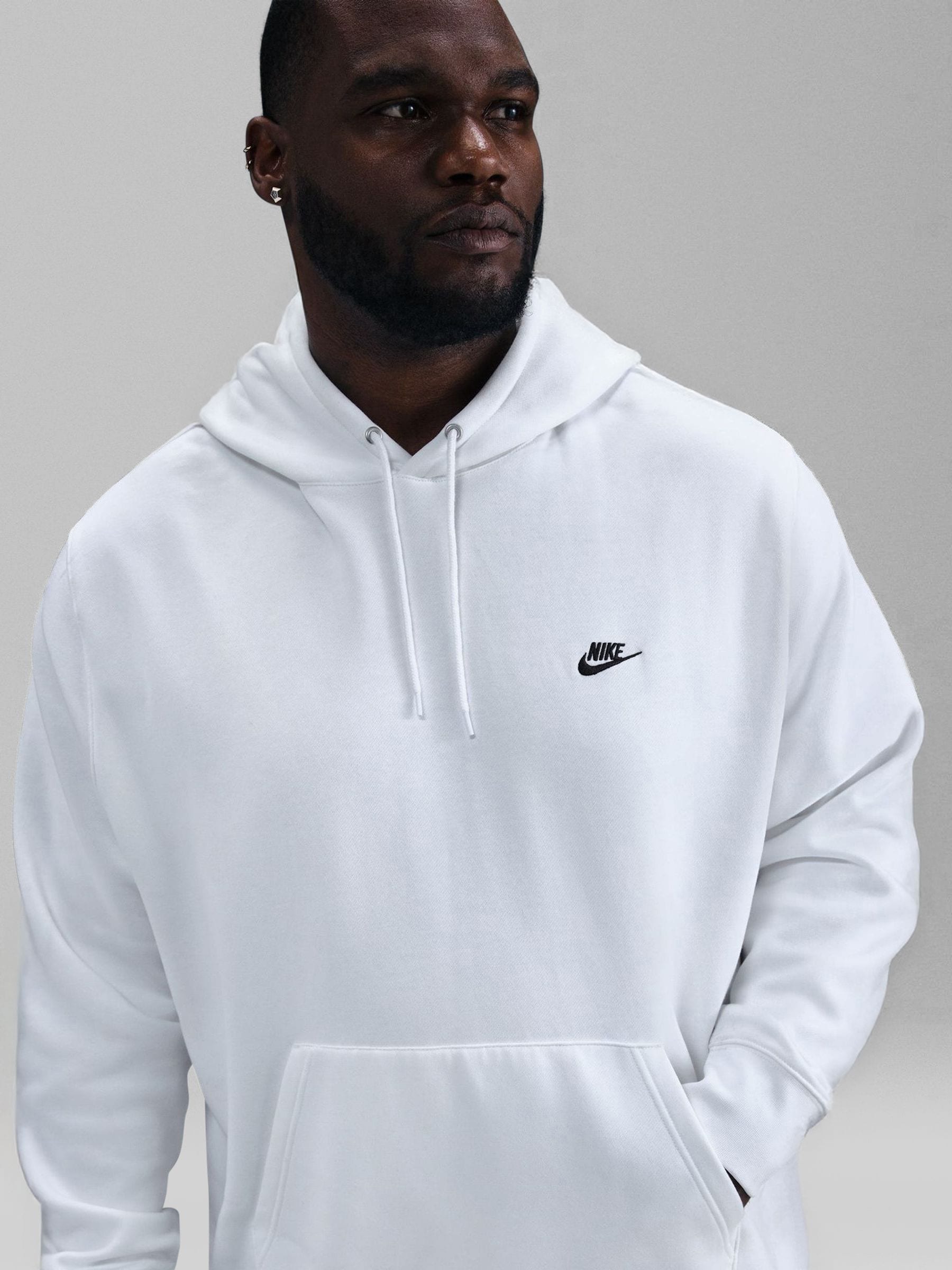 white nike club hoodie