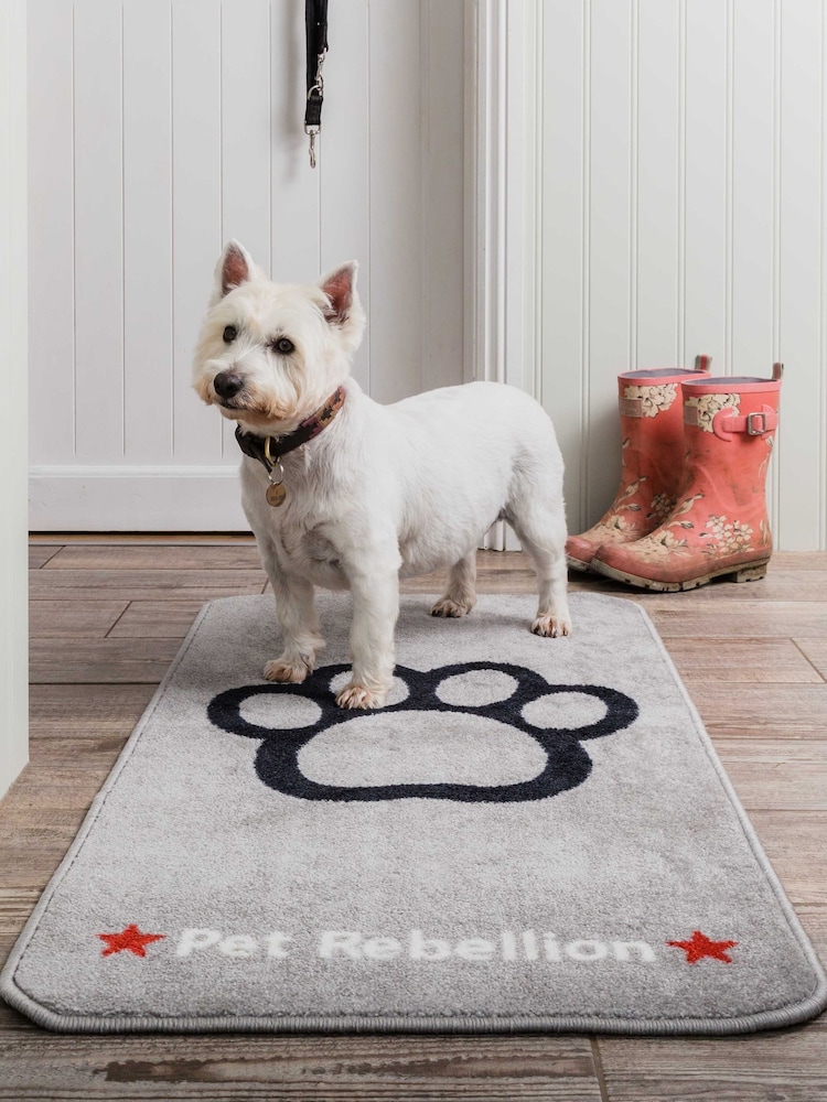 Pet Rebellion Grey Stop Muddy Paws Absorbent Machine Washble Pet Rug - Image 1 of 1 Pet Rebellion Grey Stop Muddy Paws Absorbent Machine Washble Pet Rug - Image 1 of 1