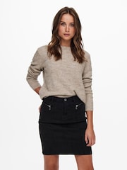 ONLY Natural Pointelle Knitted Round Neck Jumper - Image 2 of 5