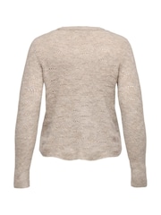 ONLY Natural Pointelle Knitted Round Neck Jumper - Image 5 of 5