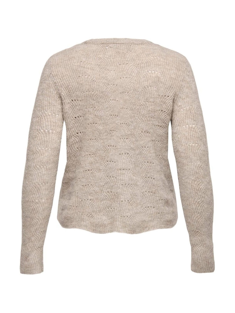 ONLY Natural Pointelle Knitted Round Neck Jumper - Image 5 of 5