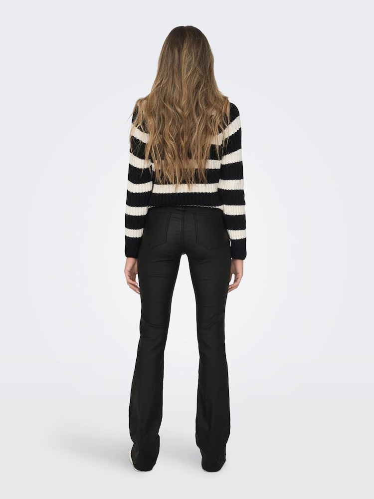 ONLY Black Blush Mid Waist Flared Jeans With Super Stretch - Image 2 of 5