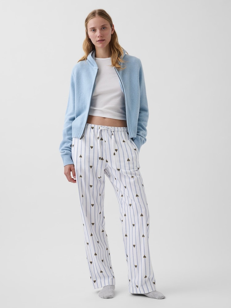 White & Blue Brannan Bear - Gap Check Softest Flannel Pyjama Bottoms - Imaginea 2 din 5