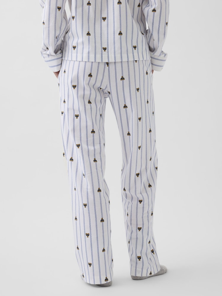 White & Blue Brannan Bear - Gap Check Softest Flannel Pyjama Bottoms - Imaginea 5 din 5