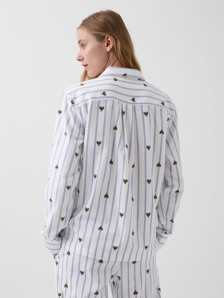 White & Blue Brannan Bear Stripe - Gap Softest Flannel Pyjamas Top - Bild 2 von 4
