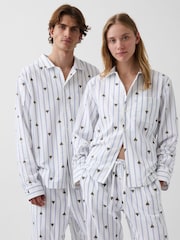 White & Blue Brannan Bear Stripe - Gap Softest Flannel Pyjamas Top - Bild 3 von 4