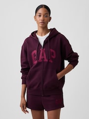 bordeaux - Sweat à capuche Gap zippé à logo décontracté - Image 1 de 5