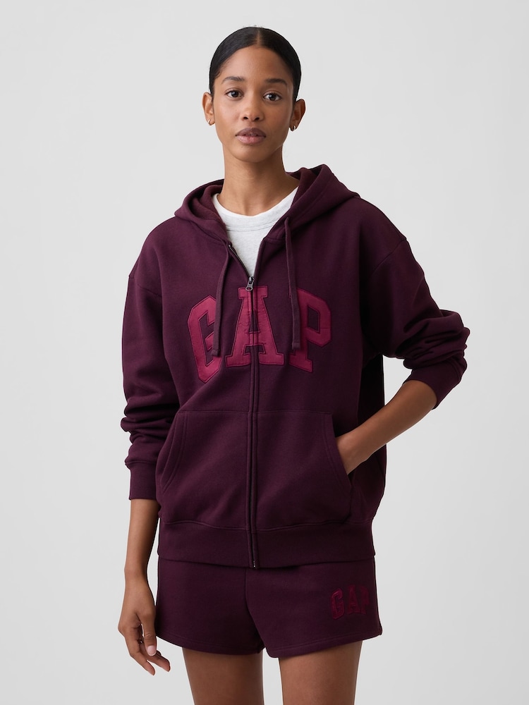 bordeaux - Sweat à capuche Gap zippé à logo décontracté - Image 1 de 5
