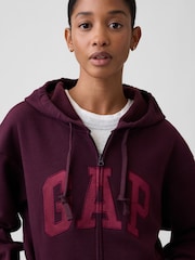 bordeaux - Sweat à capuche Gap zippé à logo décontracté - Image 3 de 5